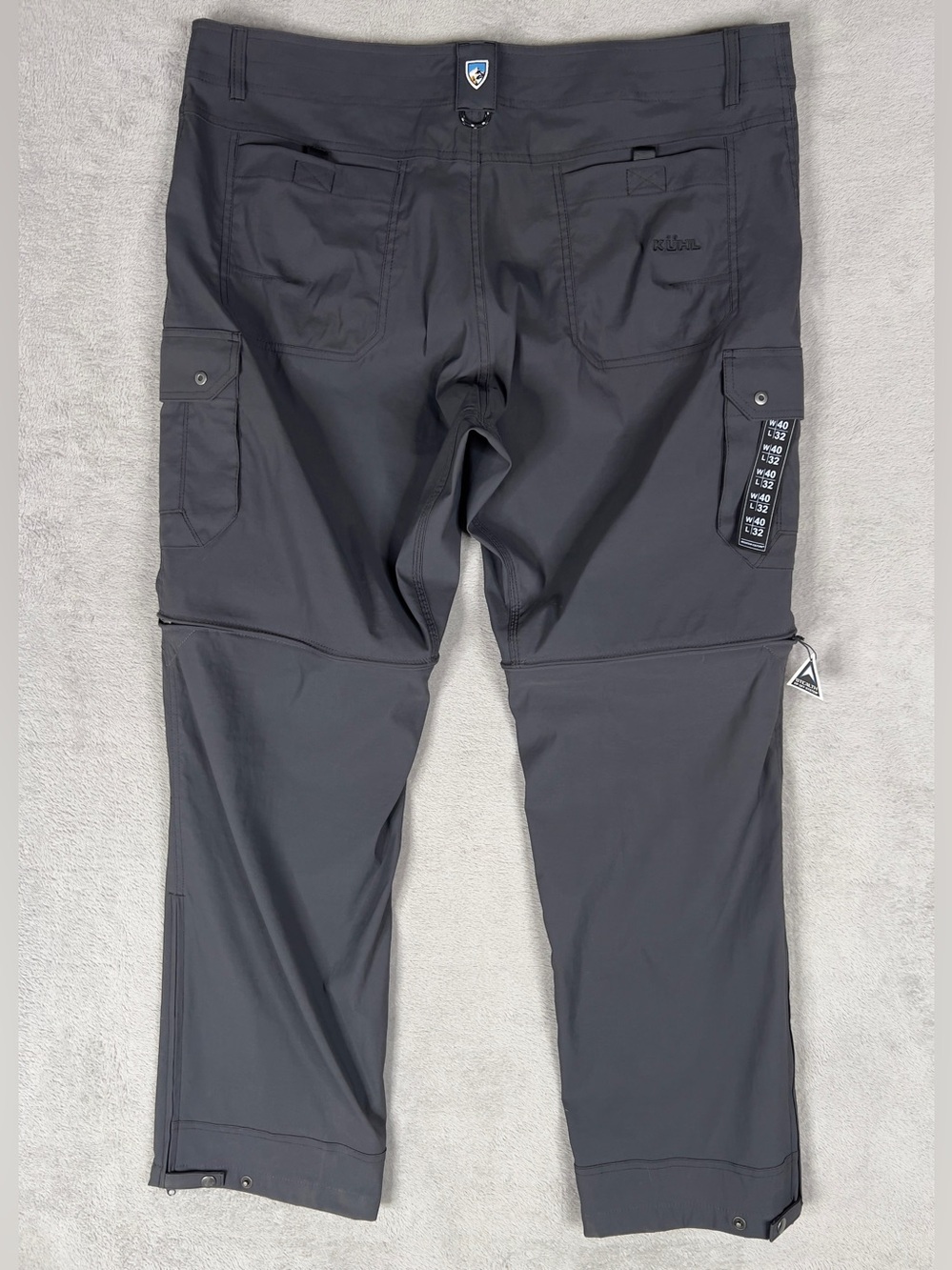 Kuhl Renegade Convertible Cargo Pants Men's 40x32 Koal Gray Outdoor Hiking NWT - Picture 8 of 13